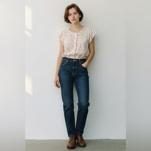 Joie Heart Print Silk Top Short Sleeve XXS